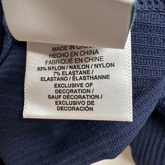 Urban Outfitters Spalding Plunging Cross Back Bodysuit in Navy Size Medium NWT - Picture 9 of 10